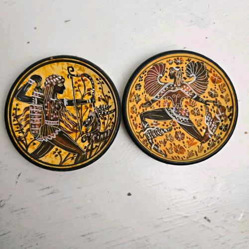 Pair of Ceramic Greek Mythology Museum Copy Wall Plaques