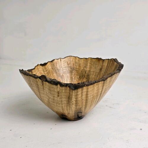 Bay Laurel Burl Natural Edge Wood Bowl, Signed Jacques Blumer