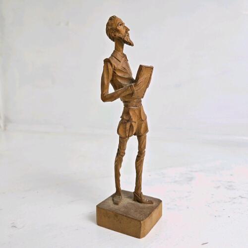 Ouro Hand Carved Wood Don Quixote Figurine