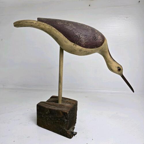 Carved Wooden Shorebird Decoy
