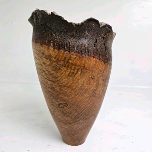 Coast Live Oak Natural Edge Wooden Vase, Signed Jacques Blumer