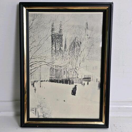 Winter Church Scene Framed Wall Art
