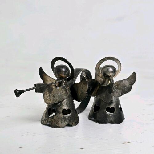 Pair of Regal Silver Angel Napkin Rings
