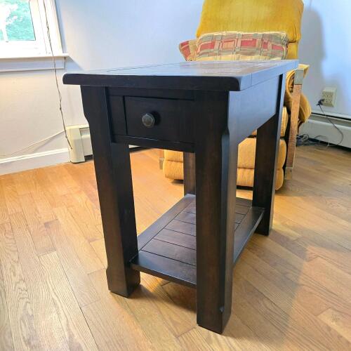 Jofran End Table with Drawer & Dark Wood Finish