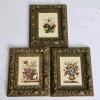 Set of Three Framed Miniature Floral Canvas Art Pieces