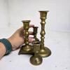 Four Brass-Toned Metal Candlesticks - 3
