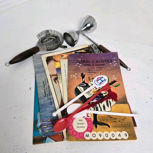 Vintage Bar Ephemera and Swizzle Sticks Lot