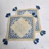 Pair of Embroidered Linen Coasters with Tassels - 2