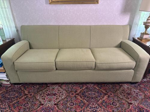 Sage Green Upholstered Three-Seat Sofa