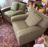 Pair of MCM Striped Upholstered Armchairs - 2