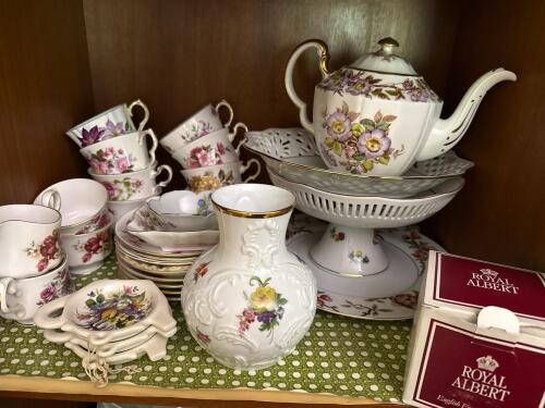 Large Assorted English and Bavarian Floral Tea Ware Collection