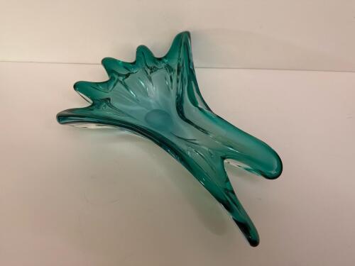 Blue Art Glass Freeform Dish or Bowl