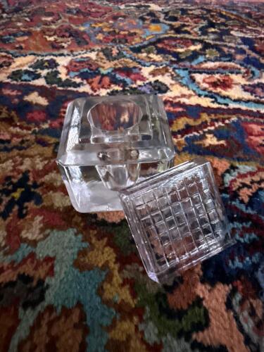 Clear Glass Square Inkwell with Lid