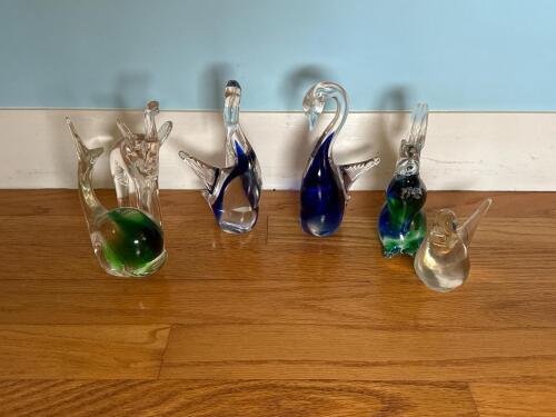 Six Murano Art Glass Animals