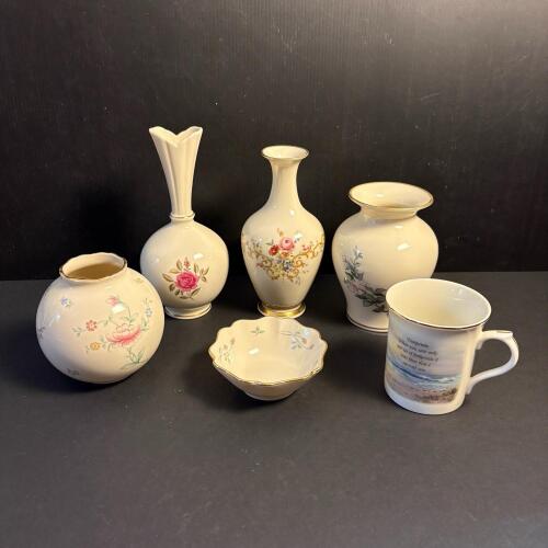 Lenox Porcelain Vase and Bowl Six Piece Collection