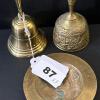 Pair of Brass Handbells and Brass Ashtray - 10
