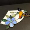 Colorful Hummingbird and Flower Stained Glass Window Panel - 2