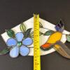 Colorful Hummingbird and Flower Stained Glass Window Panel - 6