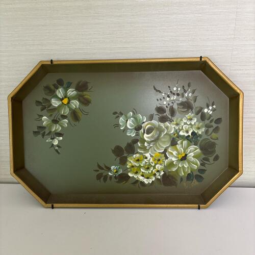 Vintage Nashco Hand-Painted Floral Metal Tray