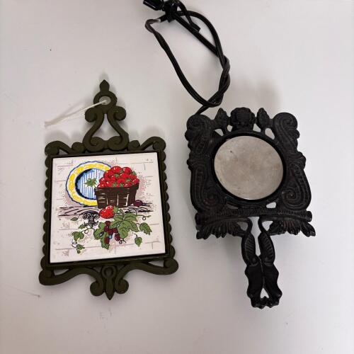 Cast Iron Williamsburg Food Warmer and Tile Trivet