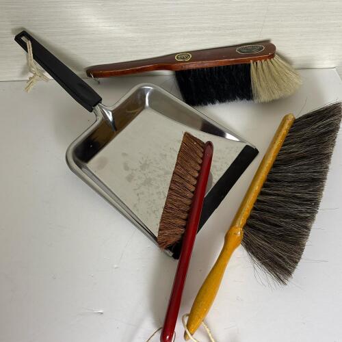 Vintage Cleaning Brushes and Metal Dustpan