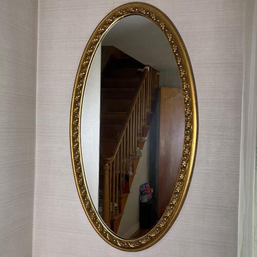 Ornate Oval Wall Mirror with Gold-Style Frame