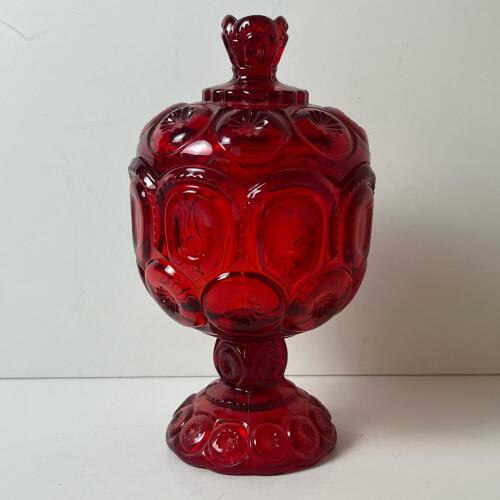Red Glass Compote with Lid