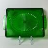 Green Pressed Glass Rectangular Serving Tray - 2