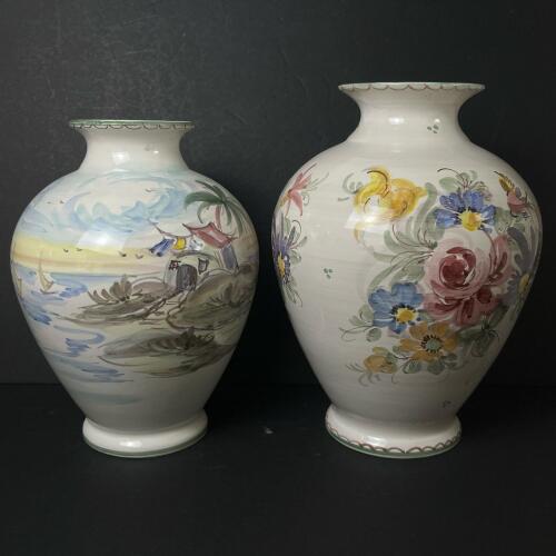 Pair Bay Keramik West Germany Handpainted Vases