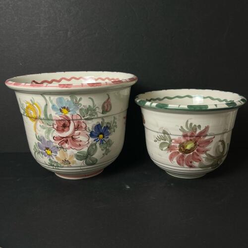 Pair Ulmer Keramik West German Hand-Painted Pots