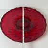 Red Pressed Glass Dish with Diamond Pattern - 4