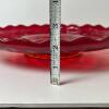 Red Pressed Glass Dish with Diamond Pattern - 5