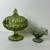 Lot Of Green Pressed Glass Dishes - 5