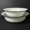 Pair White Enamelware Utility Bowls