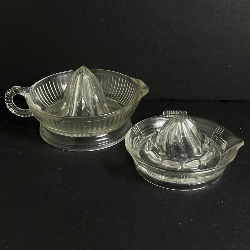 Pair of Clear Glass Manual Citrus Juicers