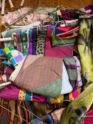 Lot of Colorful Patterned Scarves