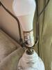 White Marble Table Lamp with Brass Accents - 3
