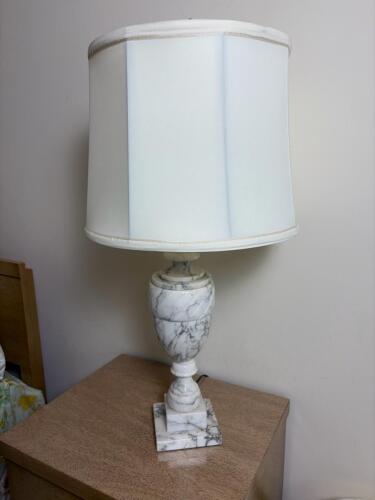 Vintage White Marble Table Lamp with Shade