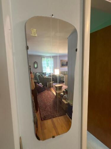Vintage German Frameless Wall Mirror with Silvered Glass
