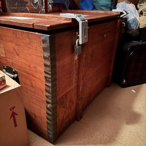 Wooden Shipping Trunk with United States Lines Label