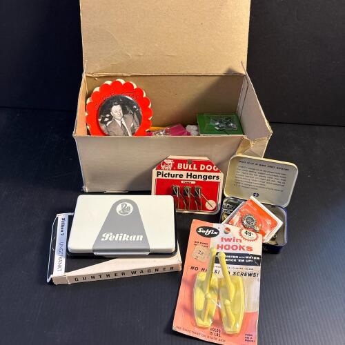 Small Box of Vintage Home and Office Hardware