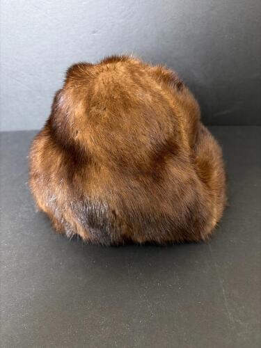 Vintage Brown Fur Hat with Black Lining