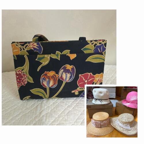 Pair of Vintage Women's Statement Hats and Handbag