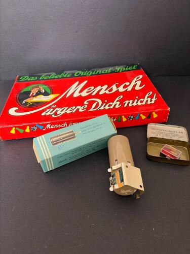 Vintage Mensch &auml;rgere Dich nicht Game, Dual Spindle, Brothyral Tin