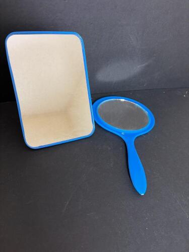 Pair of Blue Plastic Vanity Mirrors