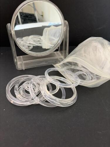 Clear Acrylic Vanity Mirror and Plastic Rings