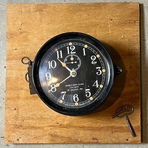 U.S. Navy Mark I Deck Clock 1941 with Winding Key