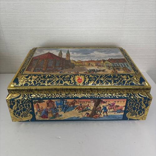 Vintage 1992 E. Otto Schmidt Christmas Holiday Chest Tin in Original Box