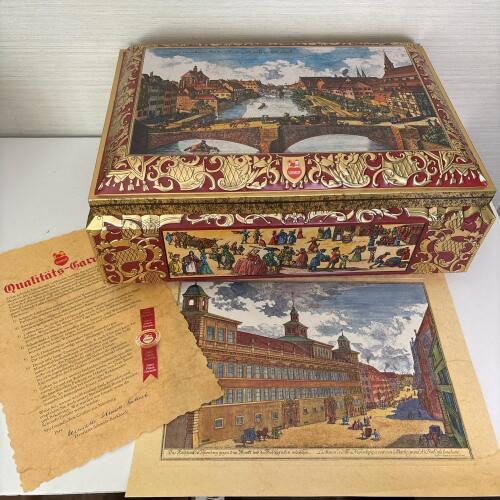 Vintage 1993 E. Otto Schmidt Christmas Holiday Chest Tin in Original Box