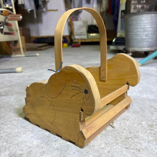 Hand Crafted Wooden Bunny Basket